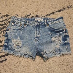 Blue Distressed Denim Shorts